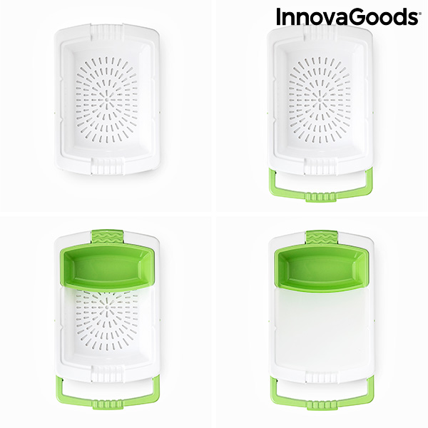 Utdragbar skärbräda 3-i-1 med fack, behållare och bottenventil PractiCut InnovaGoods - 3