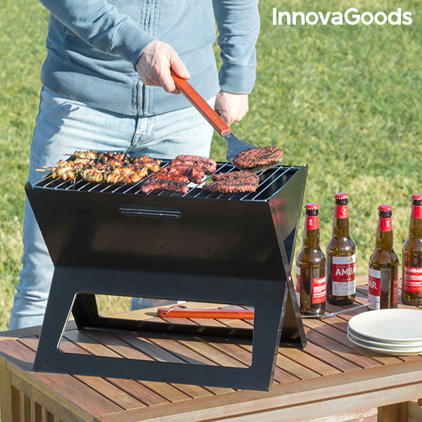 Hopfällbar bärbar kolgrill för användning med träkol FoldyQ InnovaGoods - 6