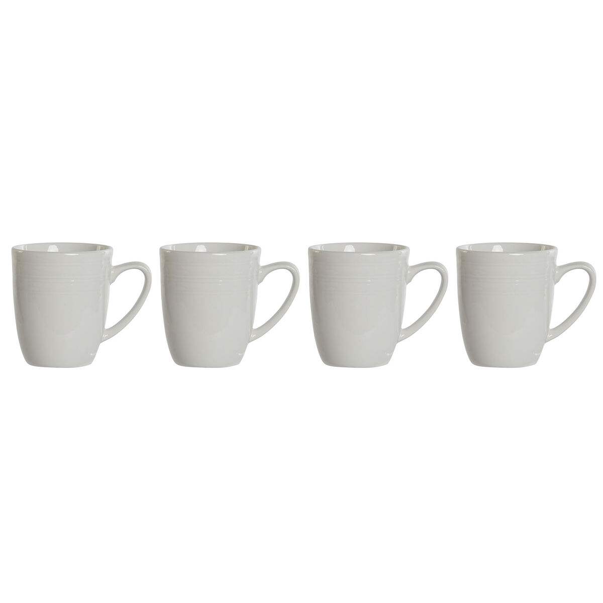 Set med 4 muggar DKD Home Decor Vit Porslin 330 ml
