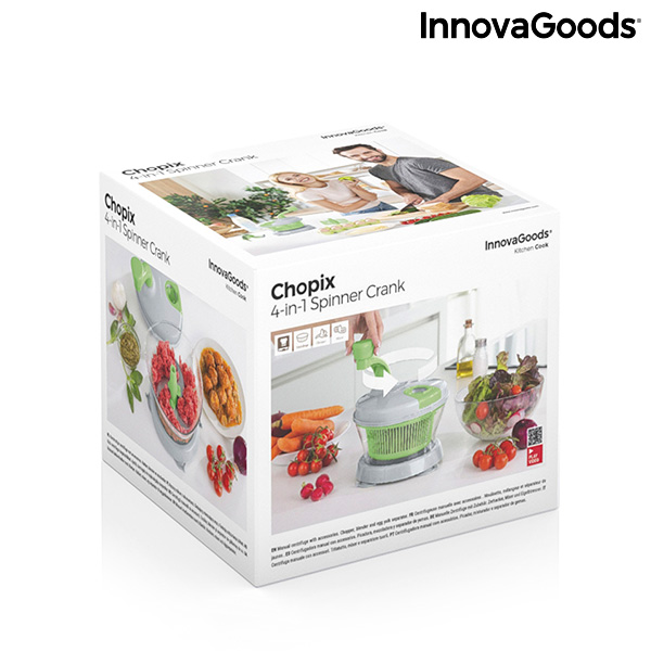 Manuell slunga, hackare och mixer med tillbehör och recept 4-i-1 Chopix InnovaGoods - 2