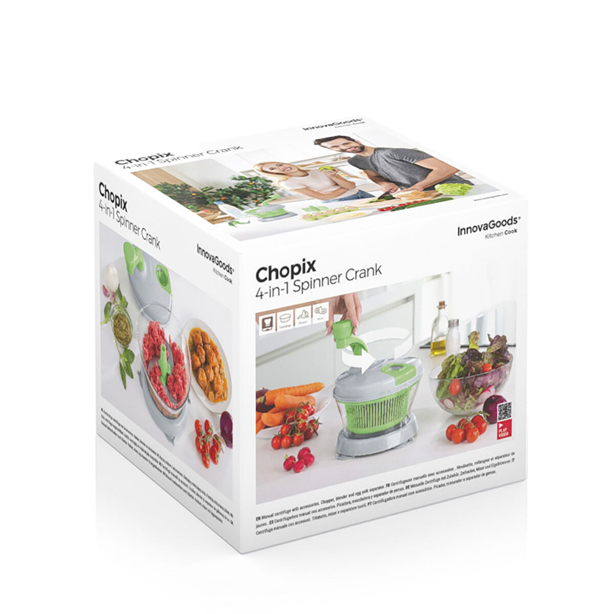 Manuell slunga, hackare och mixer med tillbehör och recept 4-i-1 Chopix InnovaGoods - 10