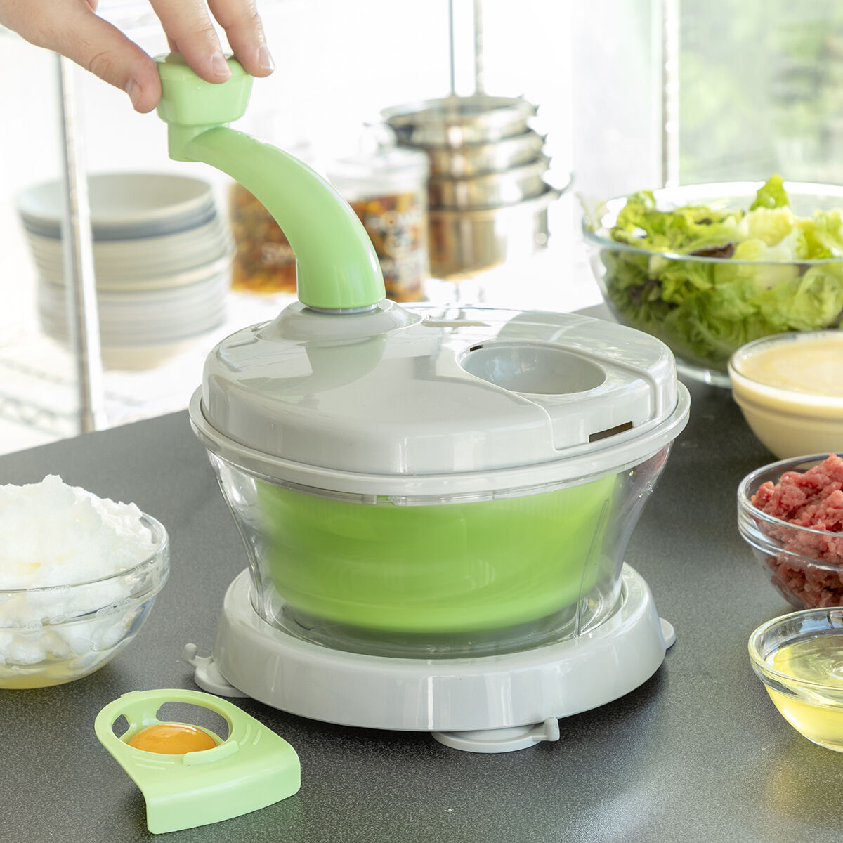 Manuell slunga, hackare och mixer med tillbehör och recept 4-i-1 Chopix InnovaGoods - 9