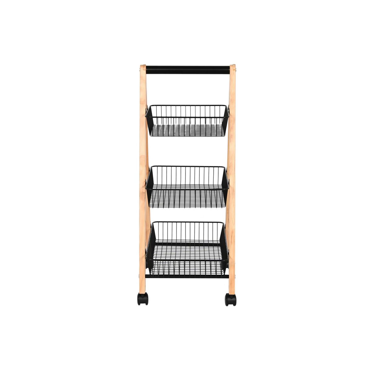 Fruktskål Home ESPRIT Svart Naturell Stål Furu 48 x 32 x 79 cm - 2