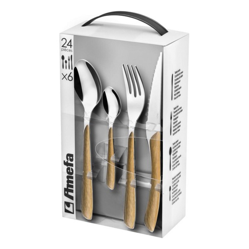Bestick-set Amefa 2274PWPA10C40 Trä Metall Rostfritt stål 24 Delar - 6