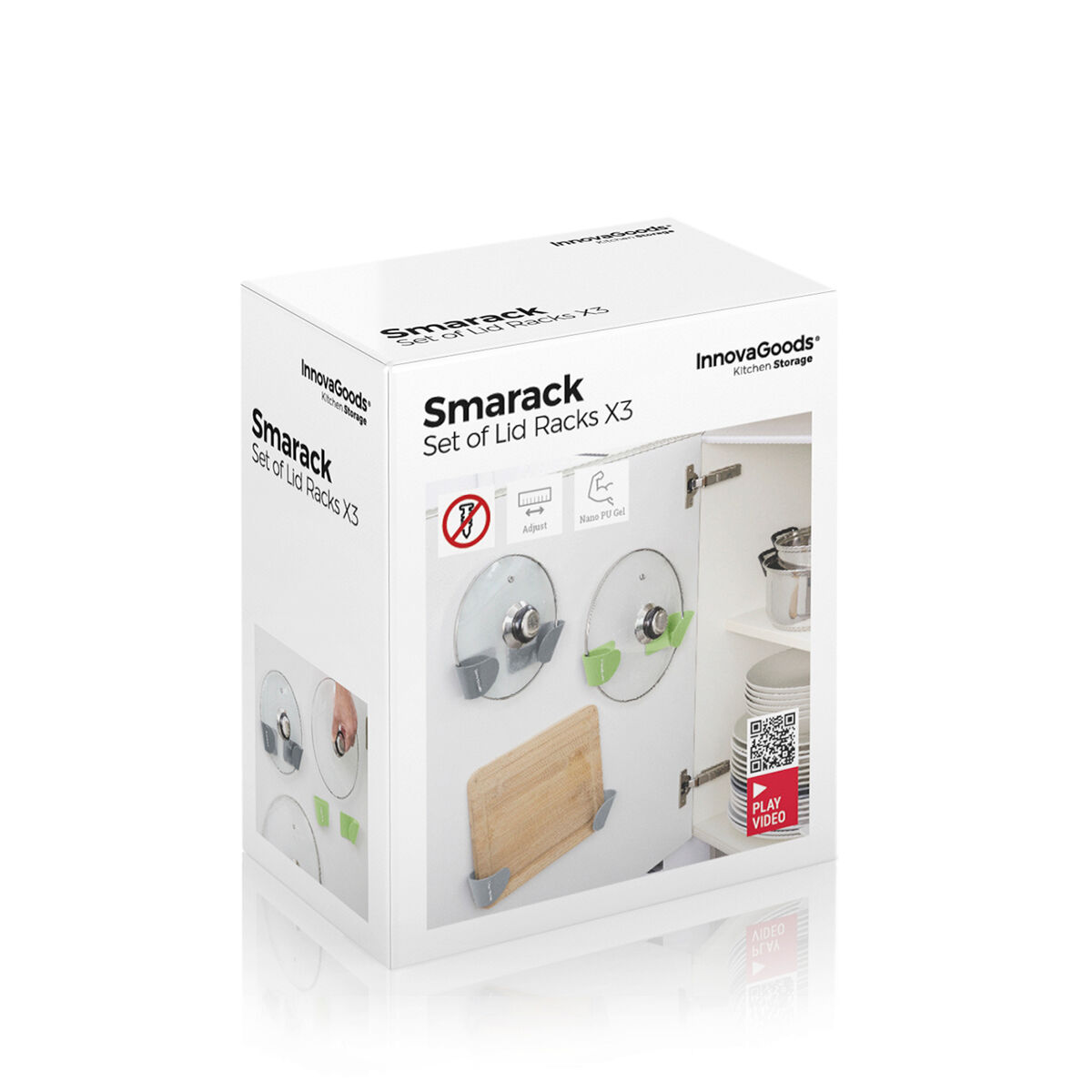 Set med 3 självhäftande hållare för kastrullock Smarack InnovaGoods - 10