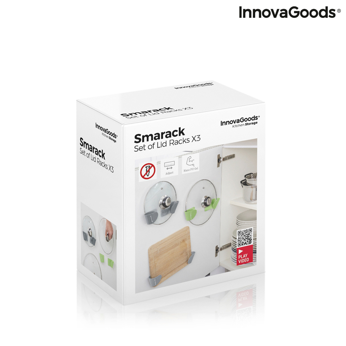 Set med 3 självhäftande hållare för kastrullock Smarack InnovaGoods - 2