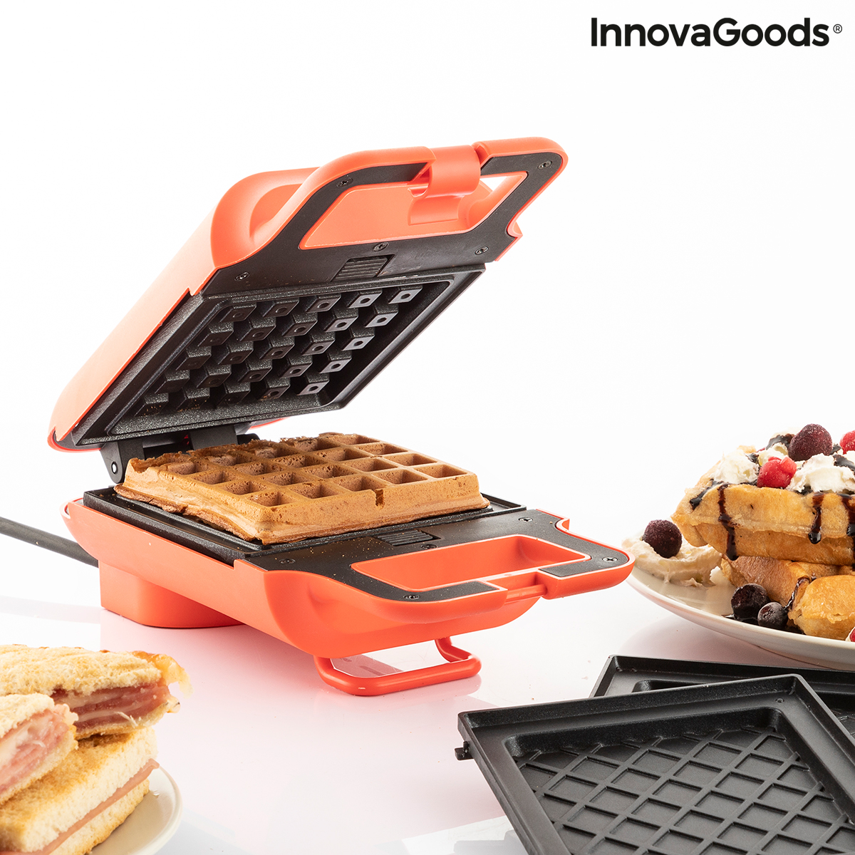 2-i-1 Våfflo- och smörgåsmaskin med recept Wafflicher InnovaGoods - 6