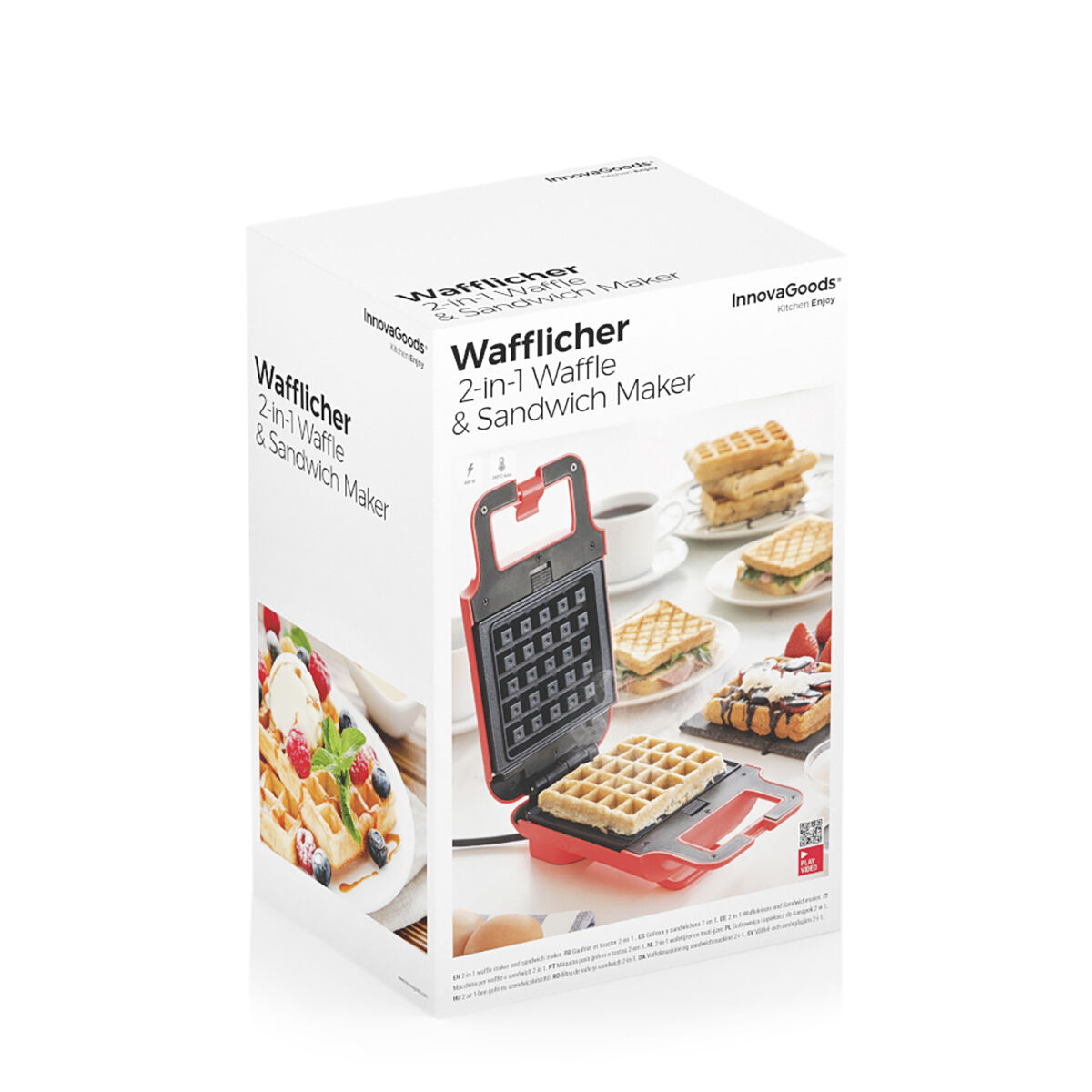 2-i-1 Våfflo- och smörgåsmaskin med recept Wafflicher InnovaGoods - 13