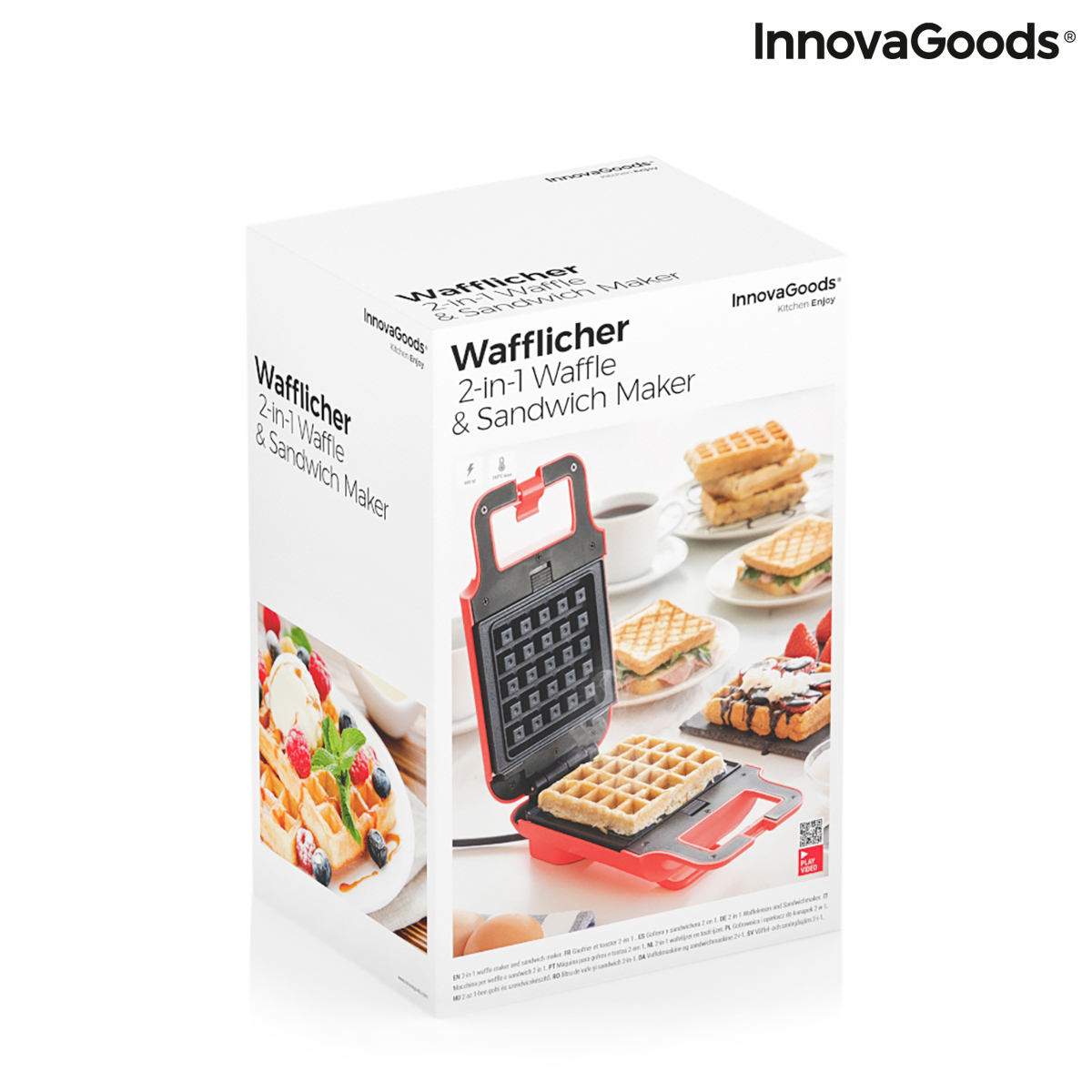 2-i-1 Våfflo- och smörgåsmaskin med recept Wafflicher InnovaGoods - 10