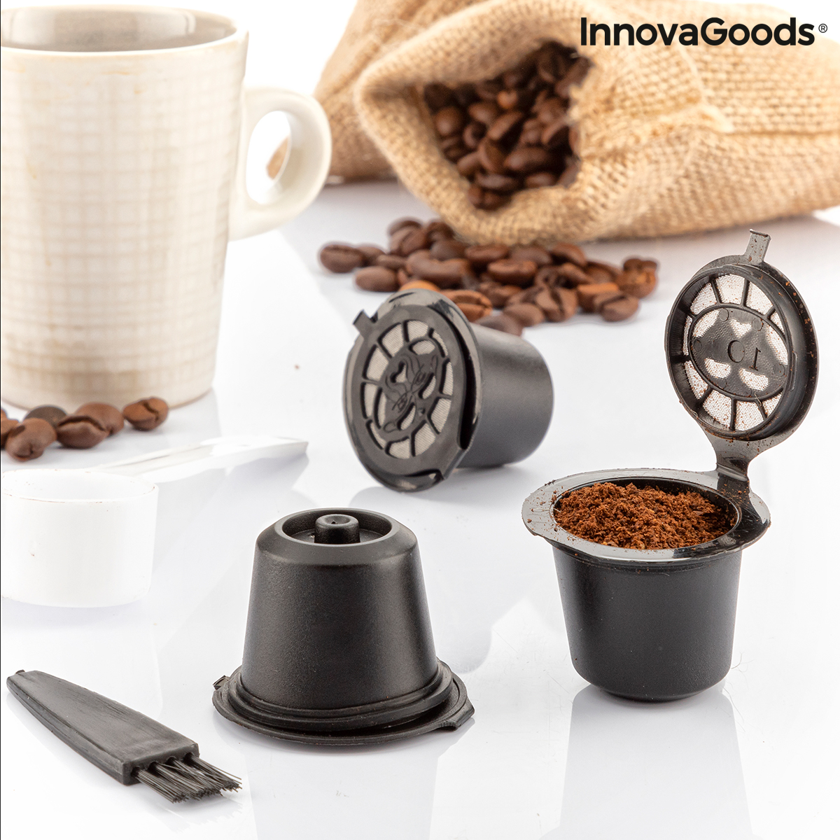 Uppsättning med 3 återanvändbara kaffekapslar Recoff InnovaGoods - 4