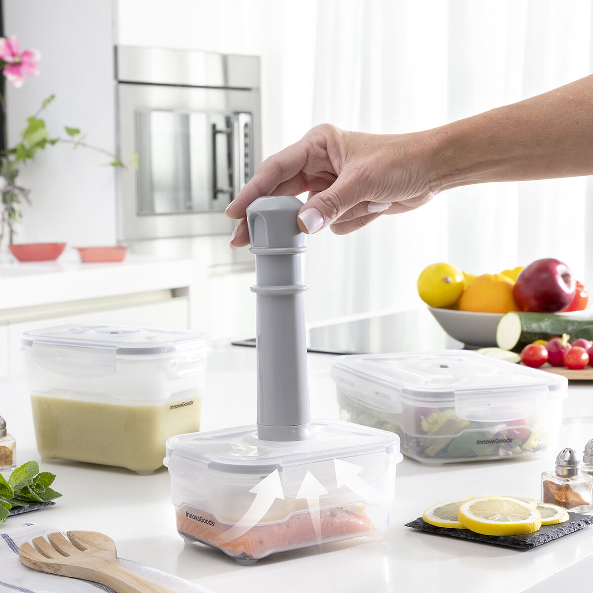 Set med 3 behållare för vakuumförvaring med manuell pump Vacse InnovaGoods - 9