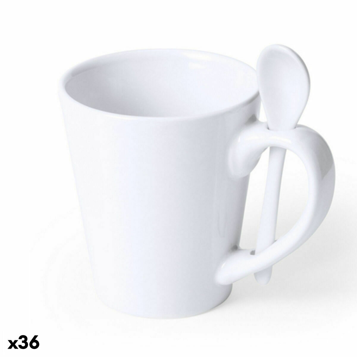 Mugg med Tesked Beppi 145184 Vit (350 ml) (36 antal), Färg: Vit