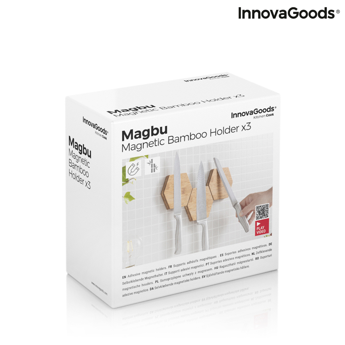 Magnetiska limhållare för bambu Magbu InnovaGoods Förpackning med 3 masker - 2