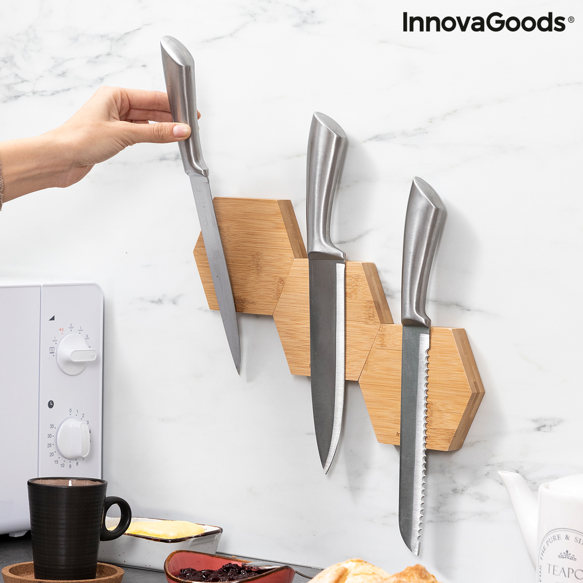 Magnetiska limhållare för bambu Magbu InnovaGoods Förpackning med 3 masker - 7