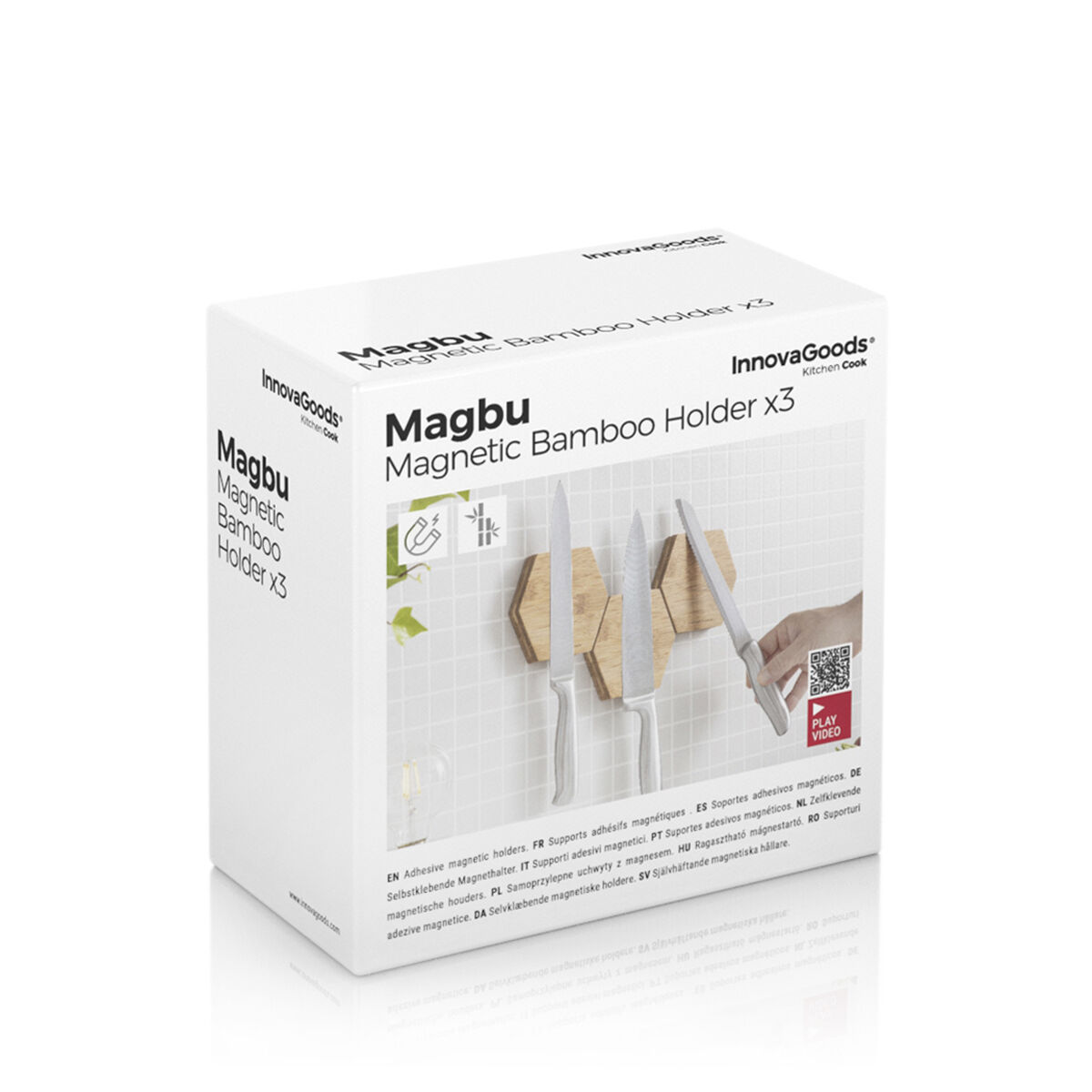 Magnetiska limhållare för bambu Magbu InnovaGoods Förpackning med 3 masker - 9
