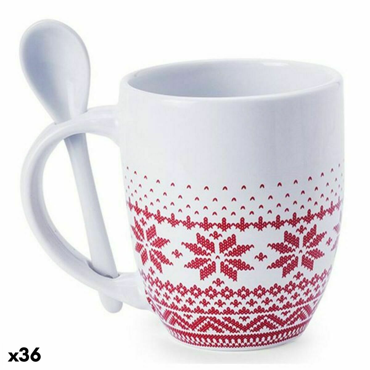 Mugg med Tesked 145193 (370 ml) (36 antal), Färg: Vit