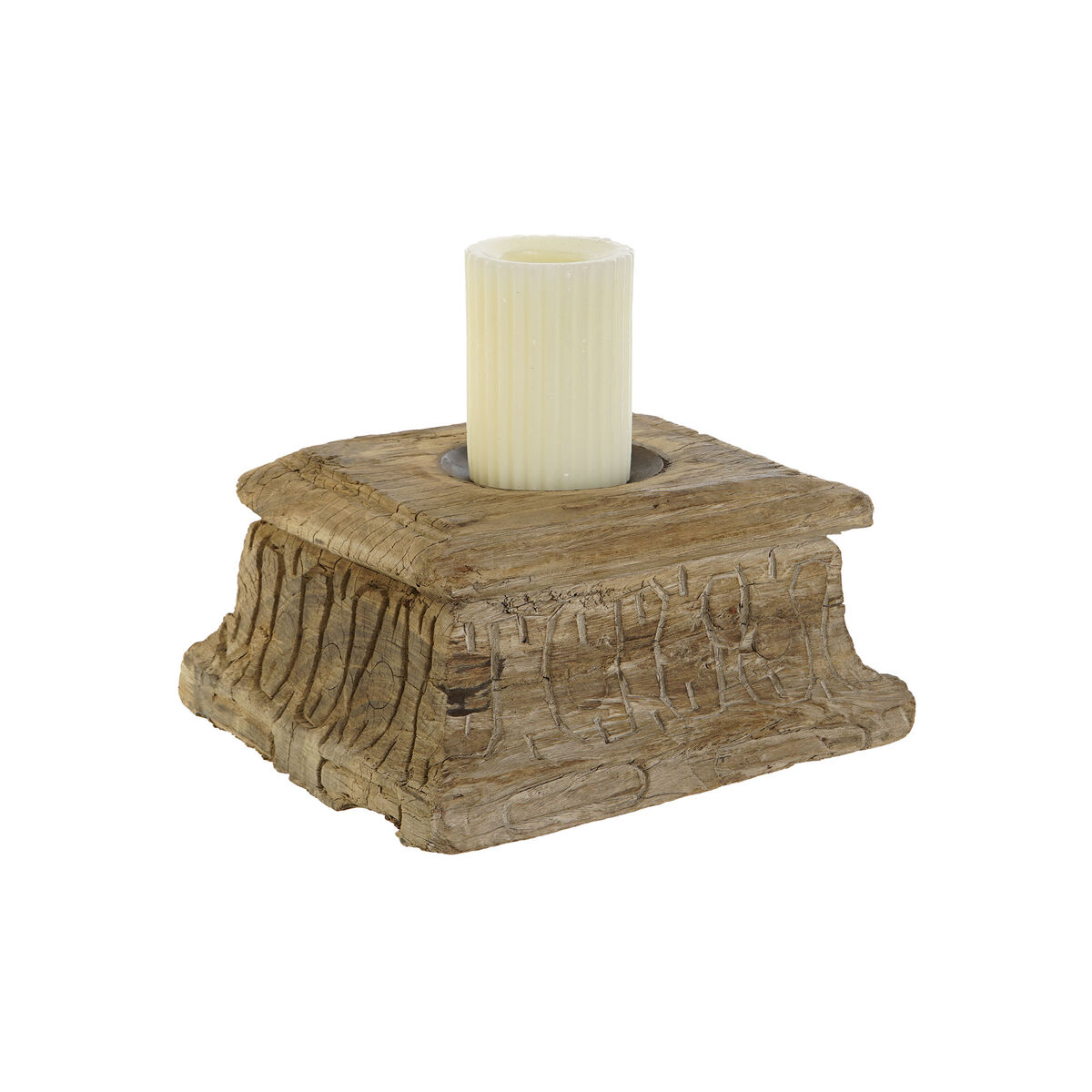 Ljusstakar Home ESPRIT Naturell Trä 25 x 25 x 12 cm (2 antal) - 2
