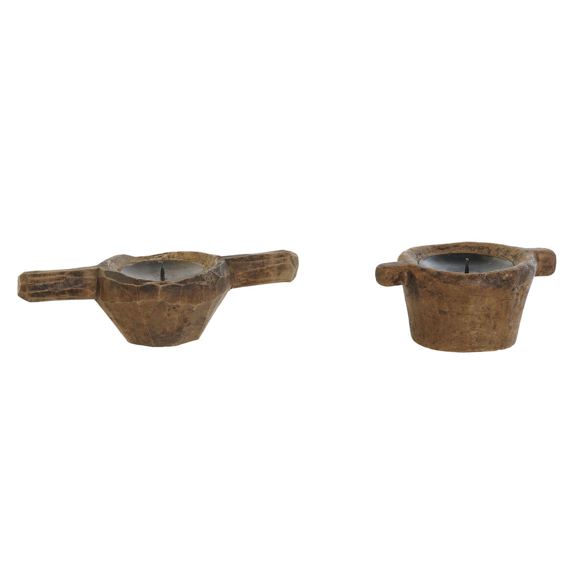 Ljusstakar Home ESPRIT Naturell Trä 20 x 13 x 8 cm (4 antal) - 2