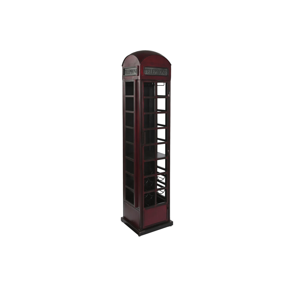 Flaskställ DKD Home Decor Telephone Svart Röd Mörkgrå Metall 40 x 38 x 175 cm