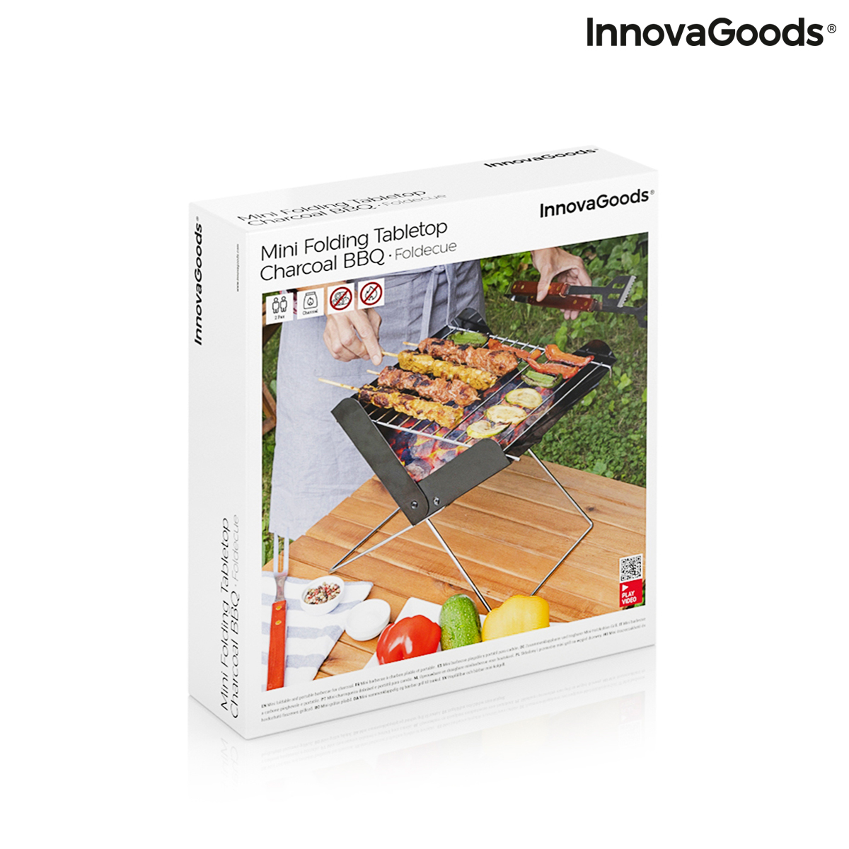Mini hopfällbar bärbar grill för träkol Foldecue InnovaGoods - 2
