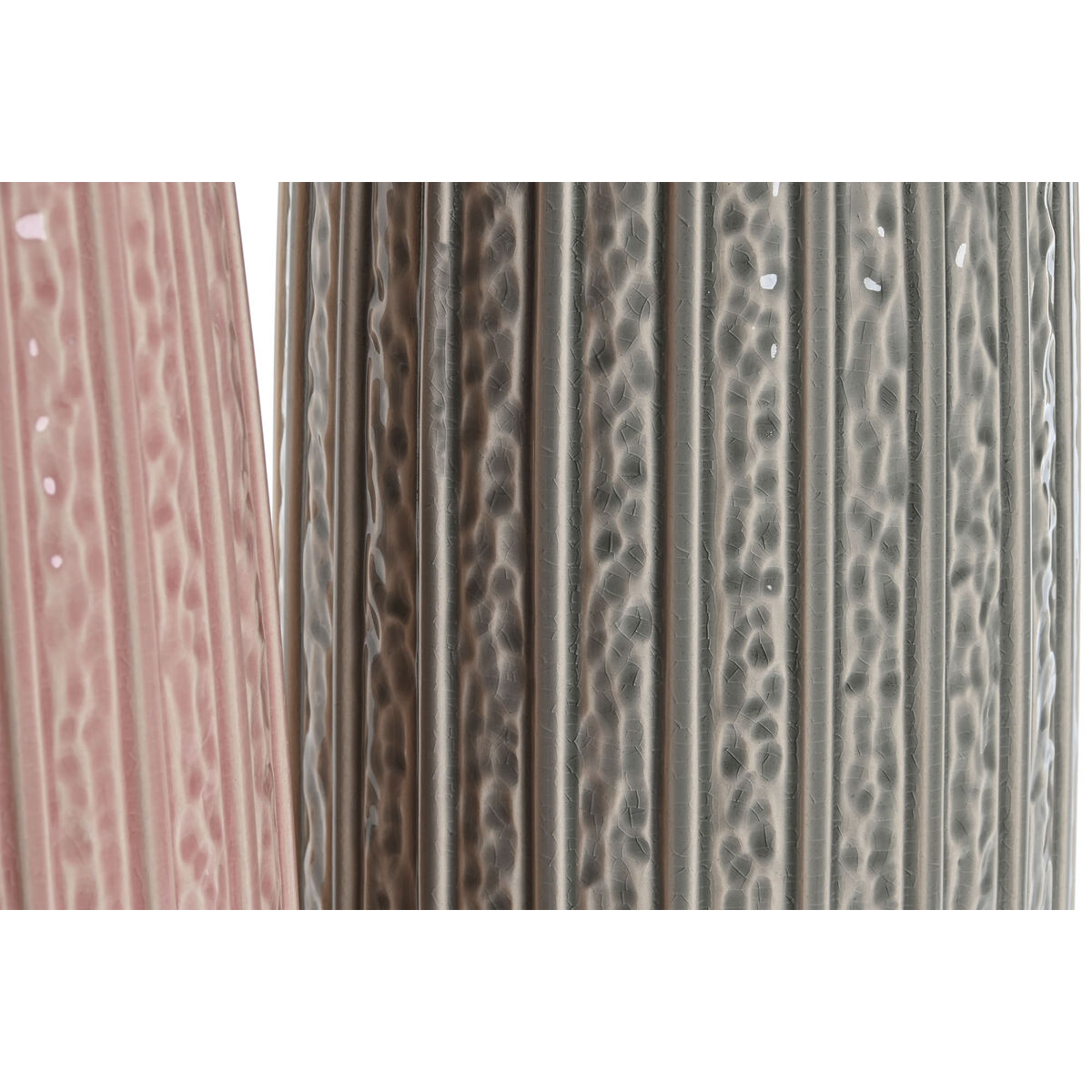Vas Home ESPRIT Rosa Ljusgrå Porslin 16 x 16 x 38 cm (2 antal) - 2