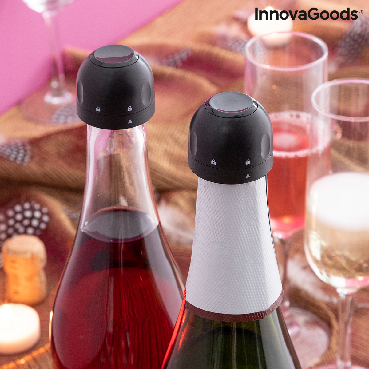 Uppsättning av champagneproppar Fizzave InnovaGoods Förpackning med 2 masker - 9