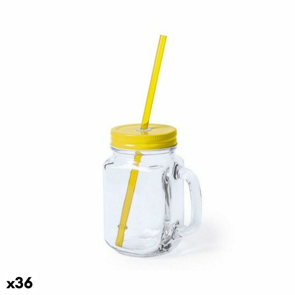 Krus med Skruvlock och Sugrör Unfreeze Pad 145494 (500 ml) (36 antal), Färg: Gul