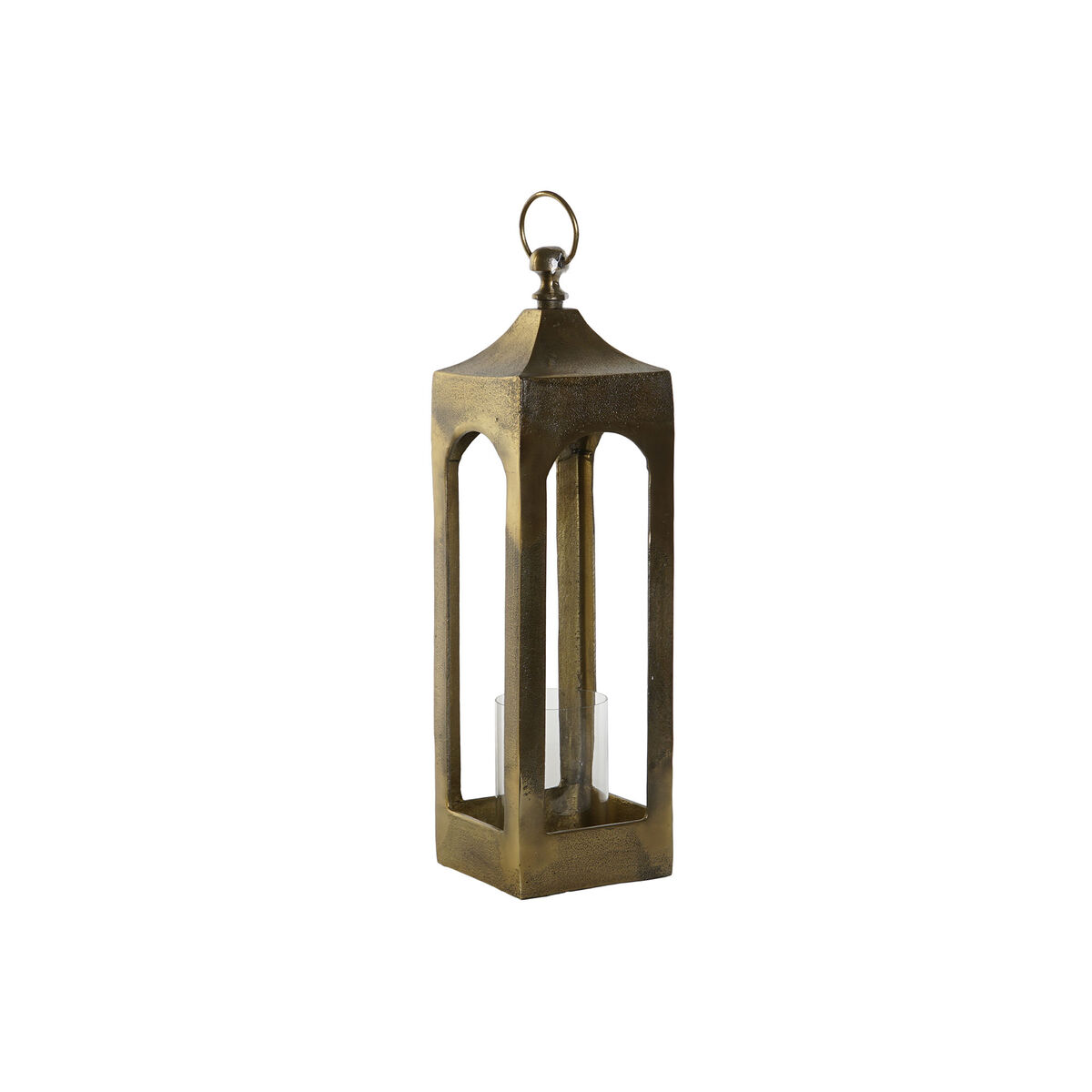 Lykta DKD Home Decor Gyllene Aluminium Glas Antikbehandlad 16 x 16 x 55 cm
