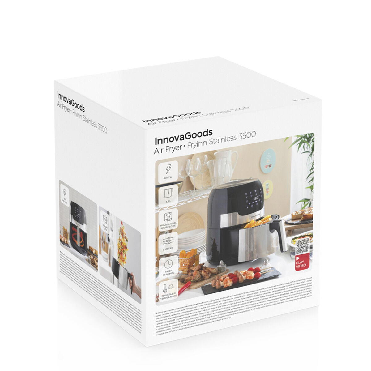 Oljefri Fritös InnovaGoods Fryinn 3500 Svart Rostfritt stål 1400 W 3,5 L - 2