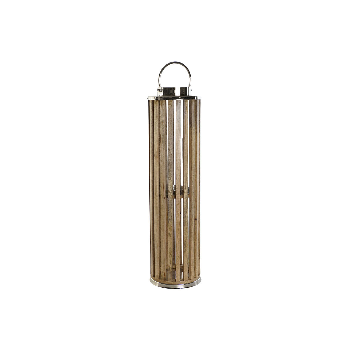Ljusstakar DKD Home Decor Brun Silvrig Naturell Glas Mangoträ 20 x 20 x 74 cm
