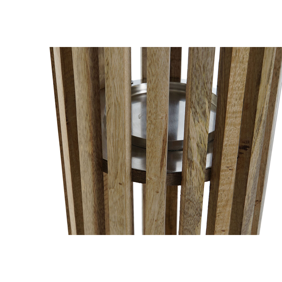 Ljusstakar DKD Home Decor Brun Silvrig Naturell Glas Mangoträ 20 x 20 x 74 cm - 2