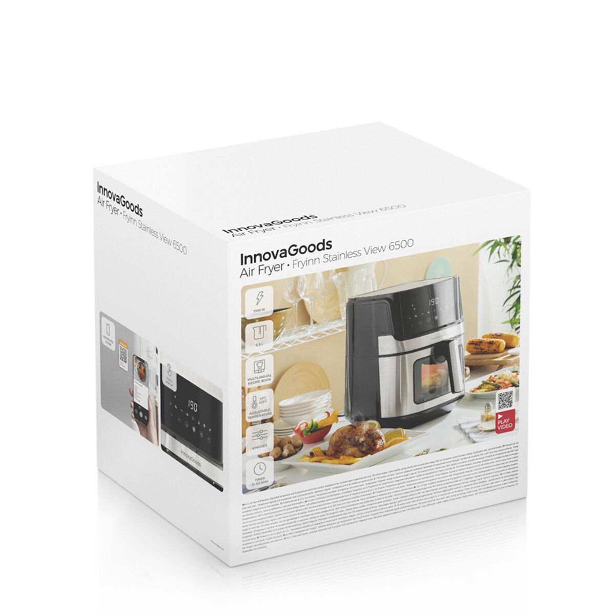 Oljefri Fritös InnovaGoods Fryinn View 6500 Svart Rostfritt stål 1700 W 6,5 L - 2