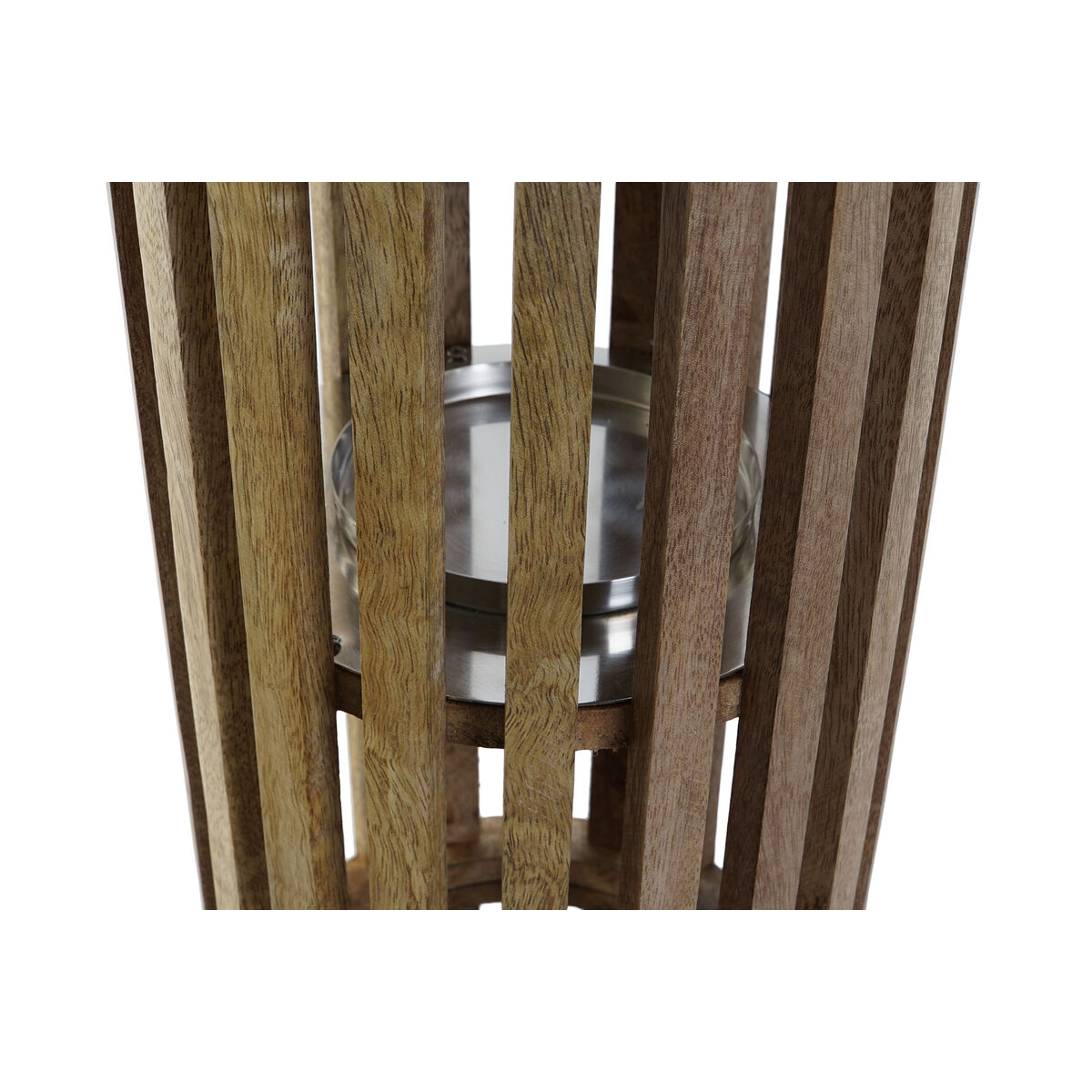 Ljusstakar DKD Home Decor Brun Silvrig Naturell Glas Mangoträ 20 x 20 x 50 cm - 2
