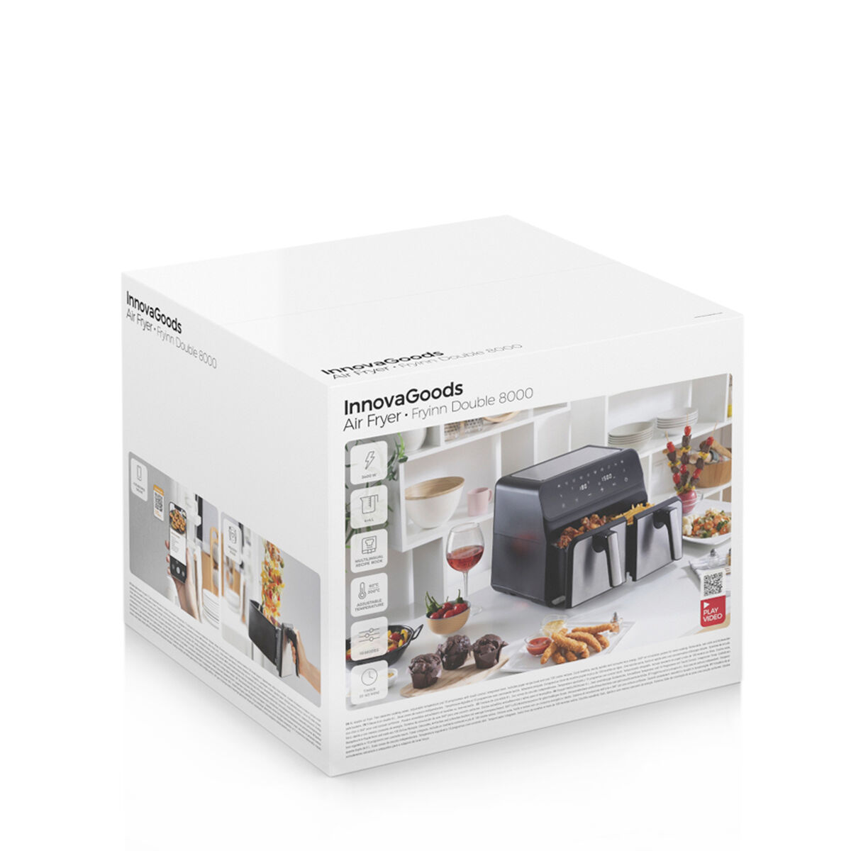 Oljefri Fritös InnovaGoods Fryinn Double 8000 Svart Rostfritt stål 3400 W 8 L - 2