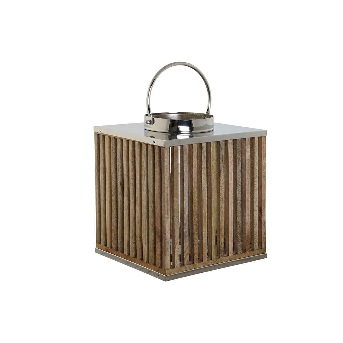Ljusstakar DKD Home Decor Brun Silvrig Naturell Glas Mangoträ 31 x 31 x 35 cm - 2