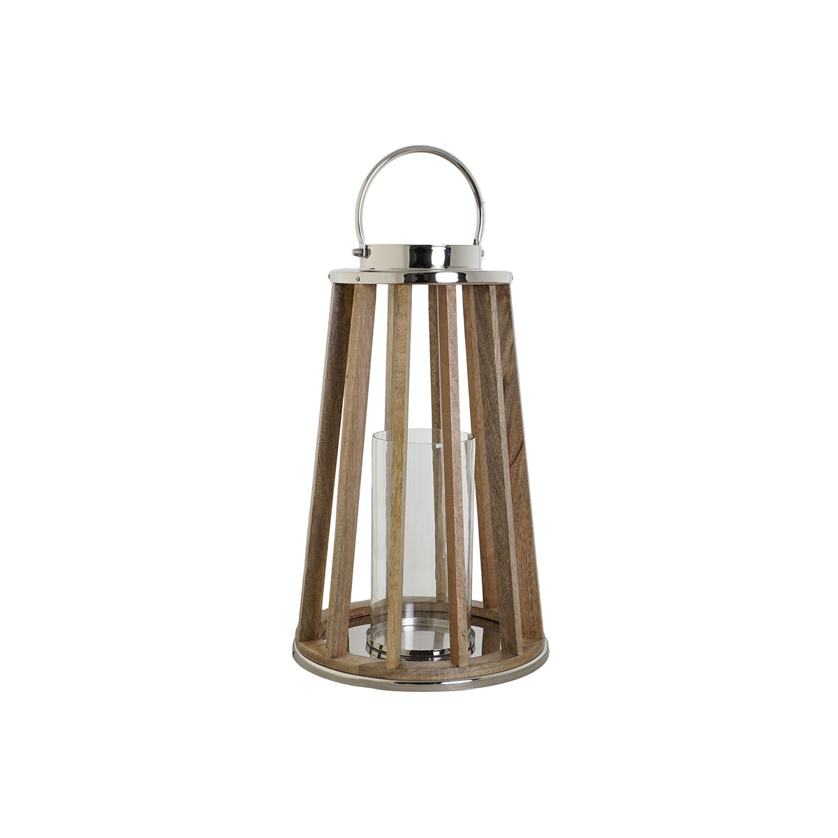 Ljusstakar DKD Home Decor Brun Silvrig Naturell Glas Mangoträ 32 x 32 x 51 cm