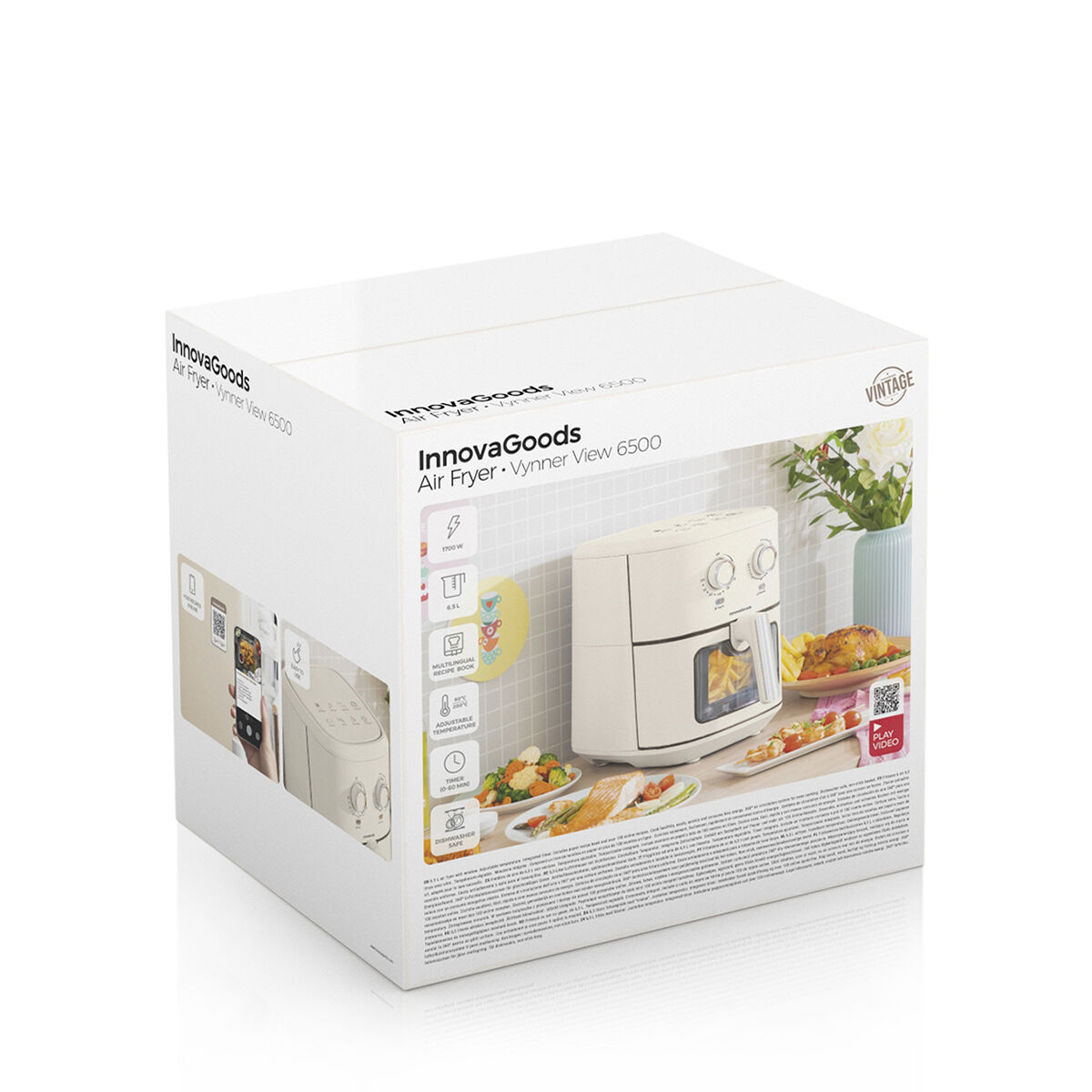 Oljefri Fritös InnovaGoods Vynner Pro 6500 Rostfritt stål Kräm 1700 W 6,5 L - 2