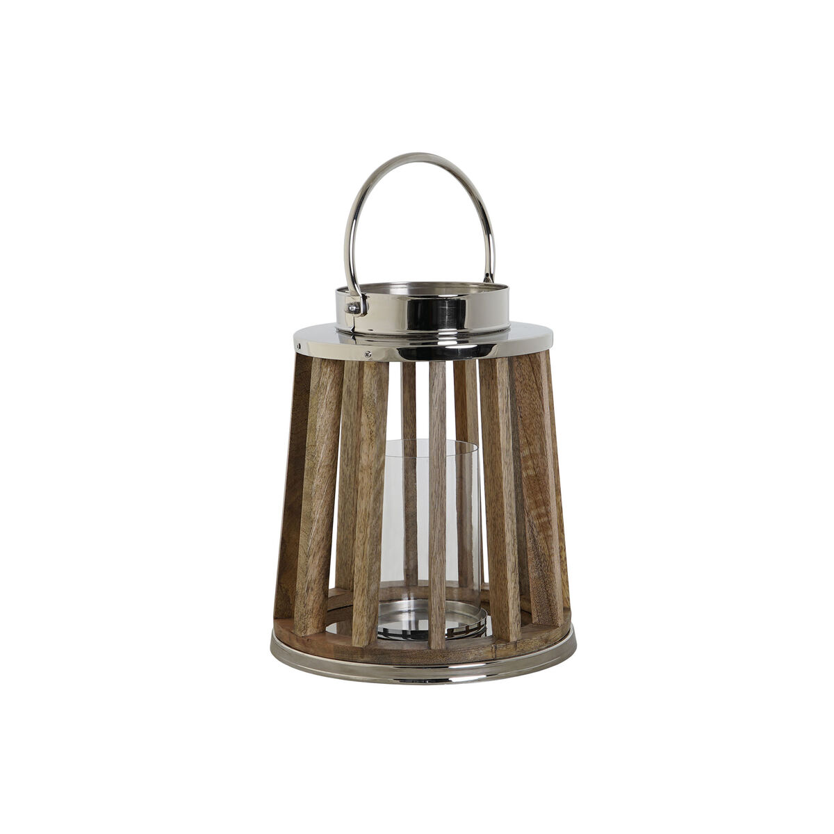 Ljusstakar DKD Home Decor Brun Silvrig Naturell Glas Mangoträ 26 x 26 x 31 cm