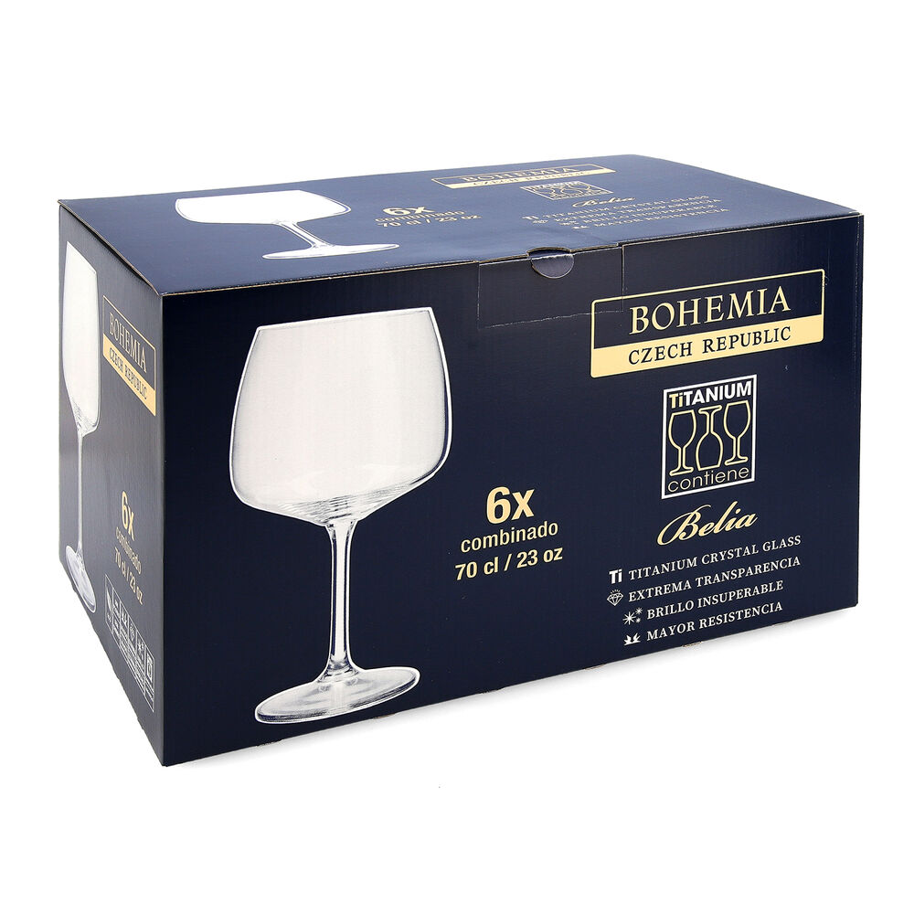 Vinglas Bohemia Crystal Belia Kombinerad Transparent Glas 700 ml 6 Delar - 2