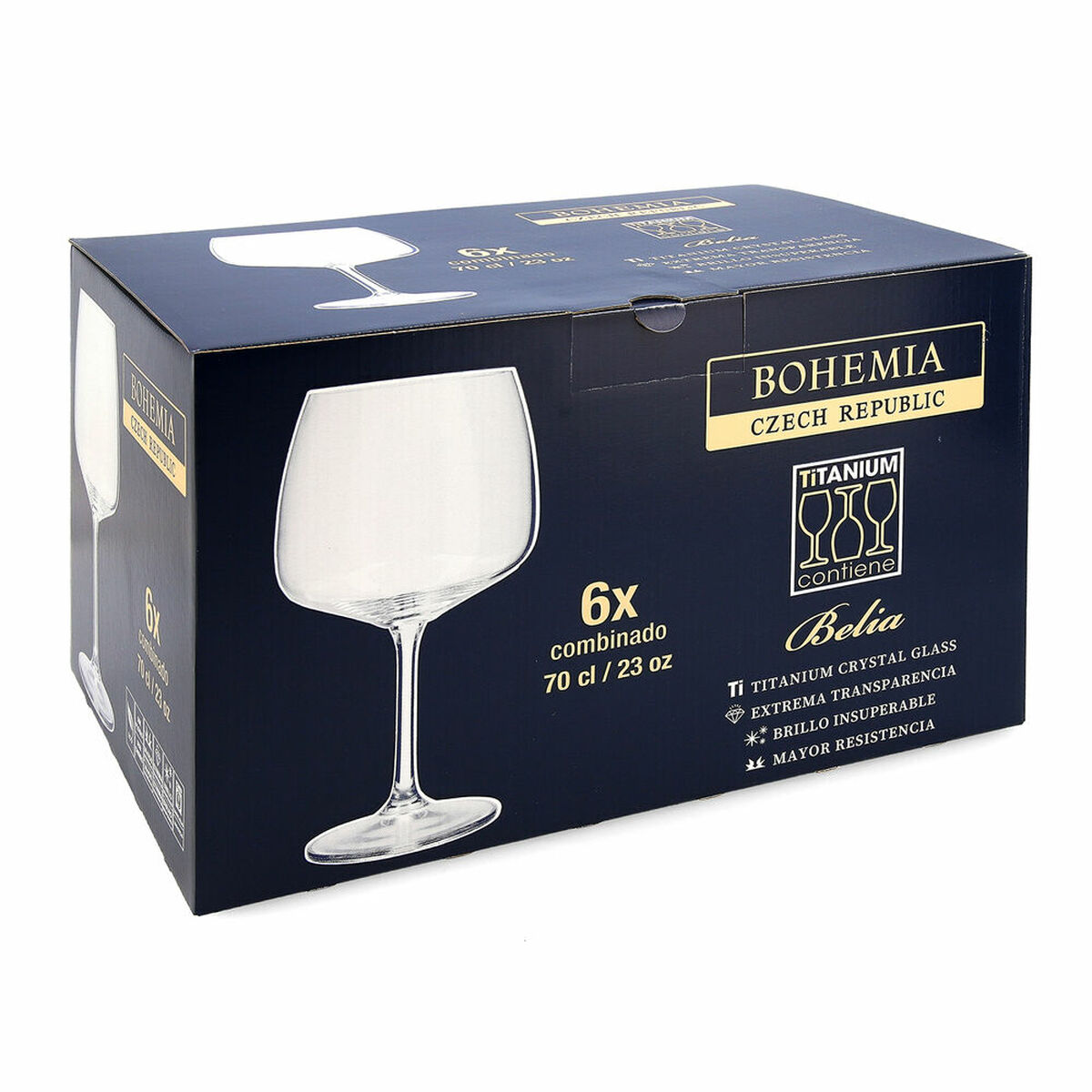 Vinglas Bohemia Crystal Belia Kombinerad Transparent Glas 700 ml 6 Delar - 5