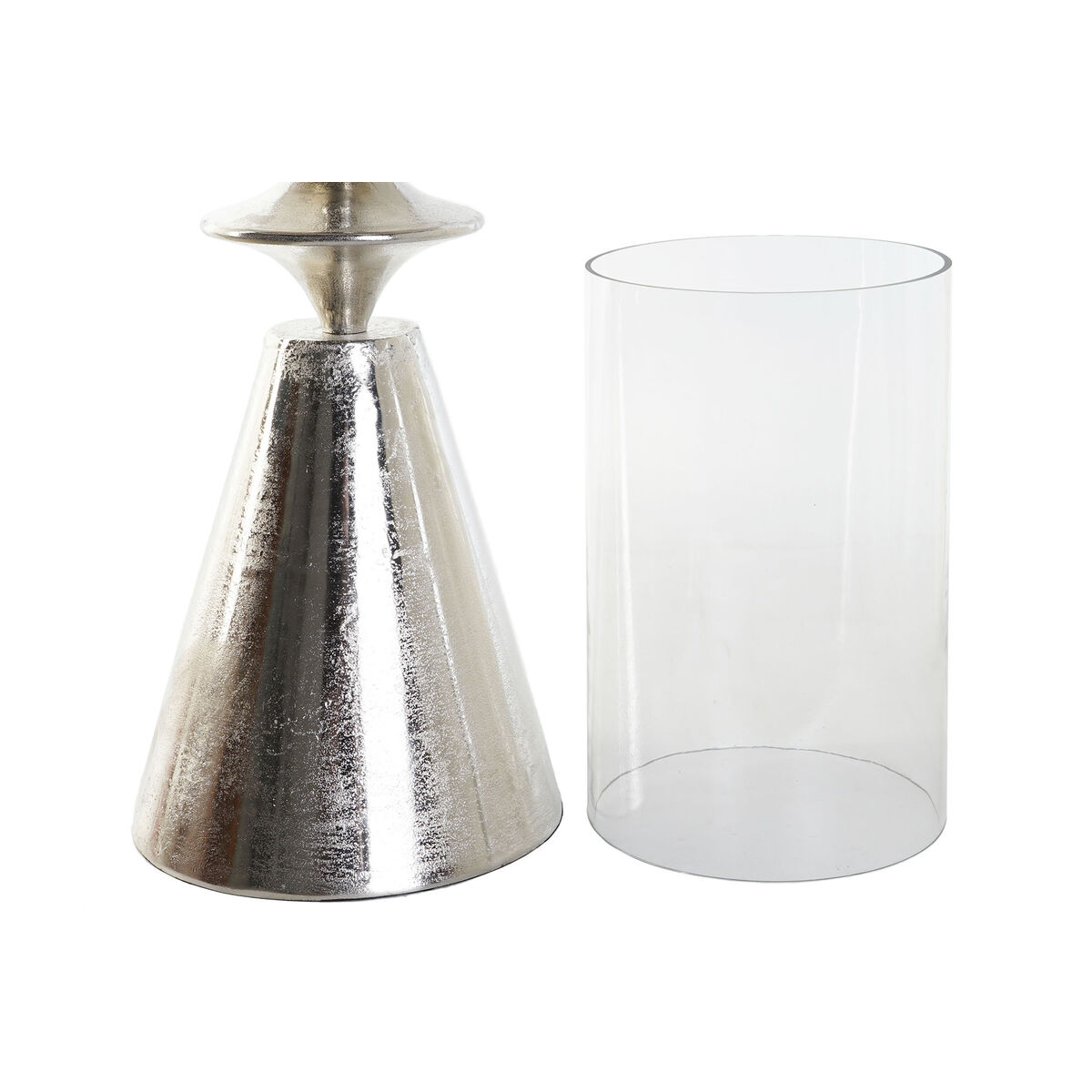 Ljusstakar DKD Home Decor Silvrig Aluminium Glas 24 x 24 x 73 cm - 2
