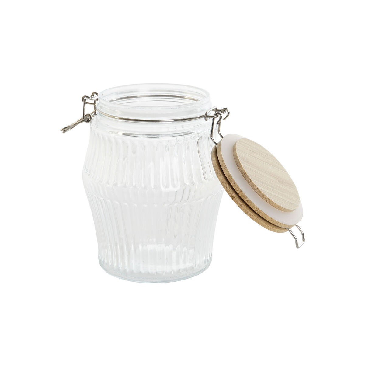 Uppsättning med 3 Burkar Home ESPRIT Transparent Silikon Bambu Glas 13,5 x 13,5 x 27 cm - 2