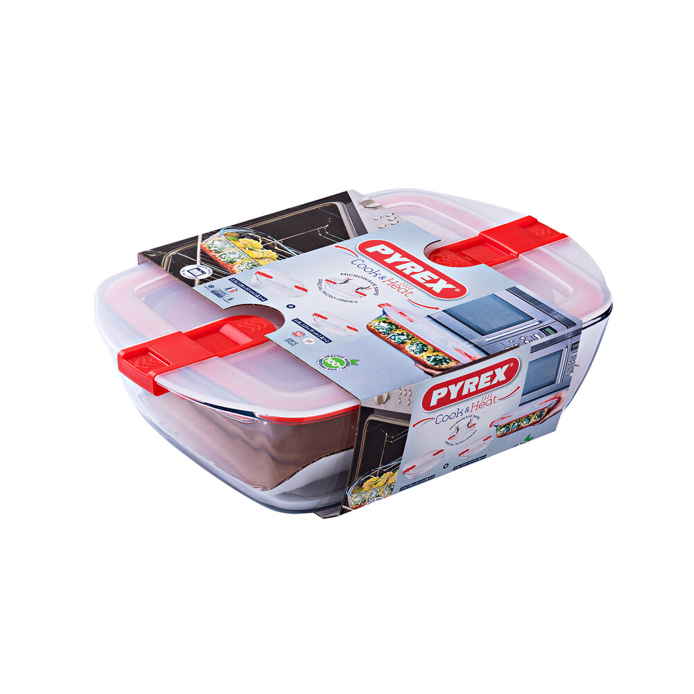 Lunchlådor, set Pyrex Cook & Heat Glas Transparent (2 pcs)