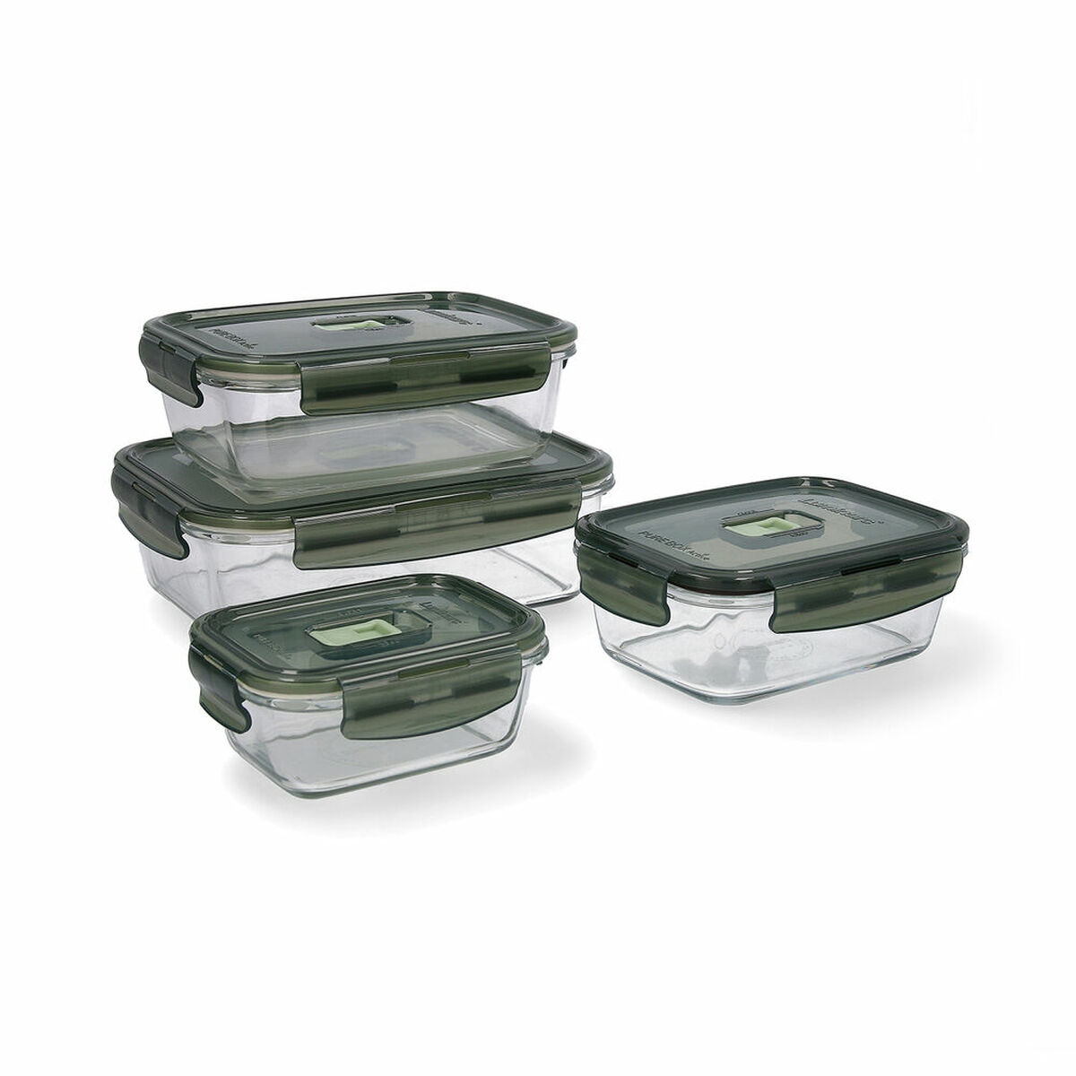 Lunchlådor, set Luminarc Pure Box Hermetisk Mörkgrön Glas 4 Delar - 3