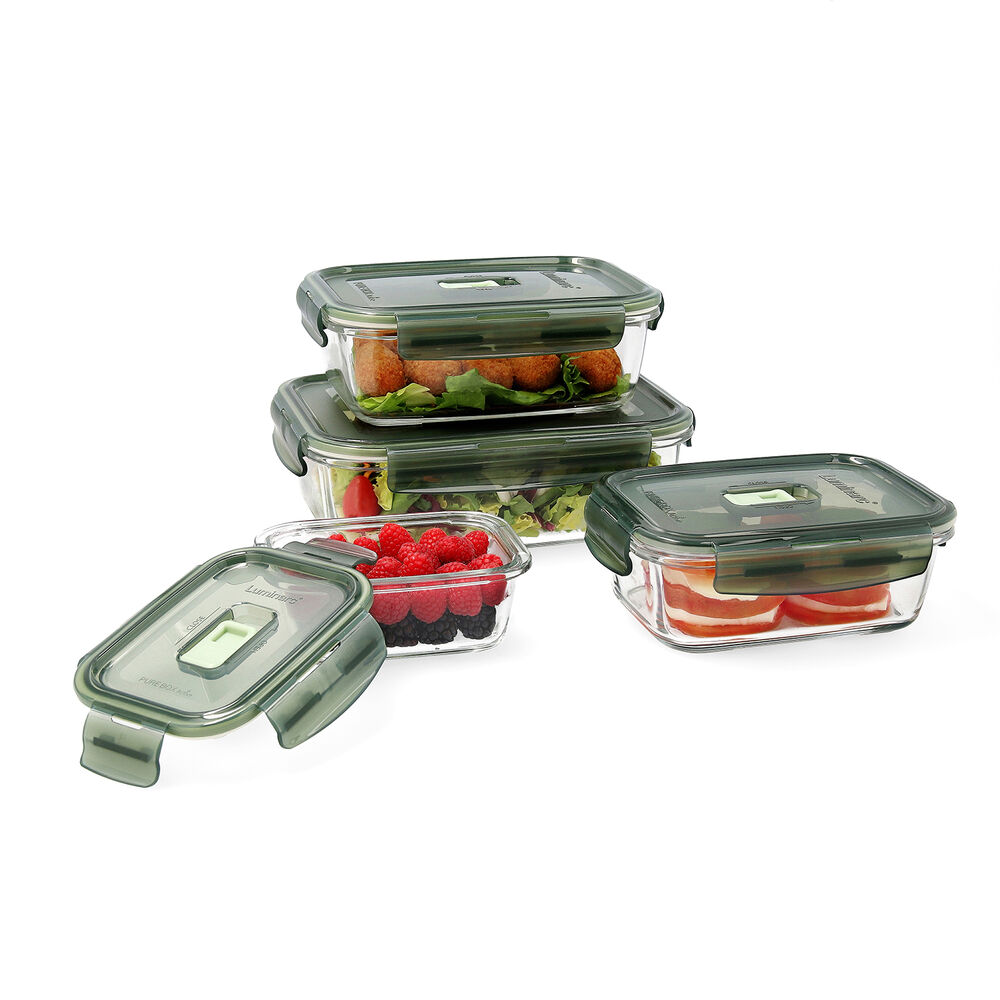 Lunchlådor, set Luminarc Pure Box Hermetisk Mörkgrön Glas 4 Delar - 2