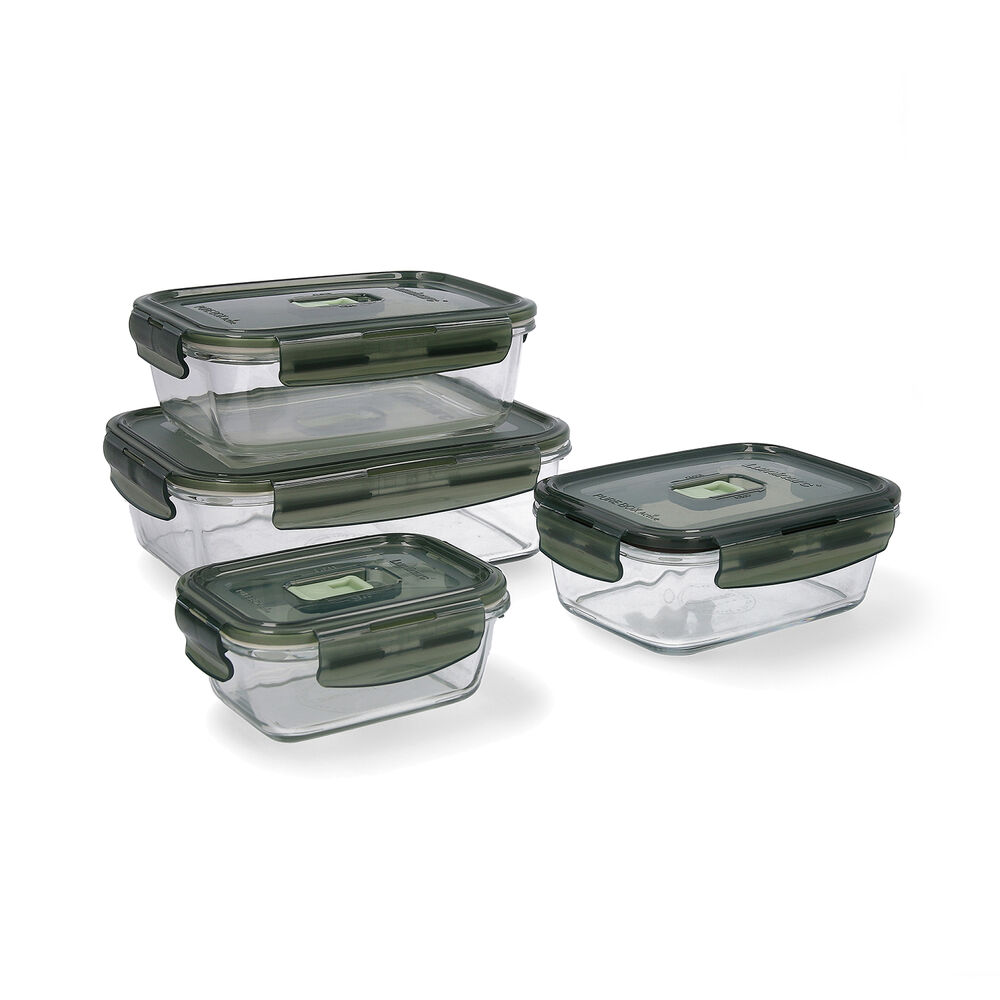 Lunchlådor, set Luminarc Pure Box Hermetisk Mörkgrön Glas 4 Delar