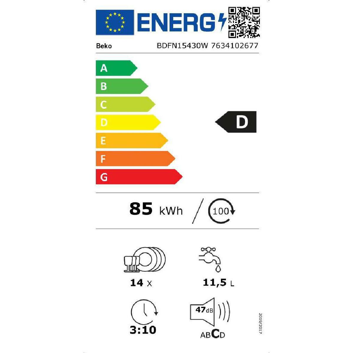 Diskmaskin BEKO BDFN15430W 11 L 60 cm Vit - 2