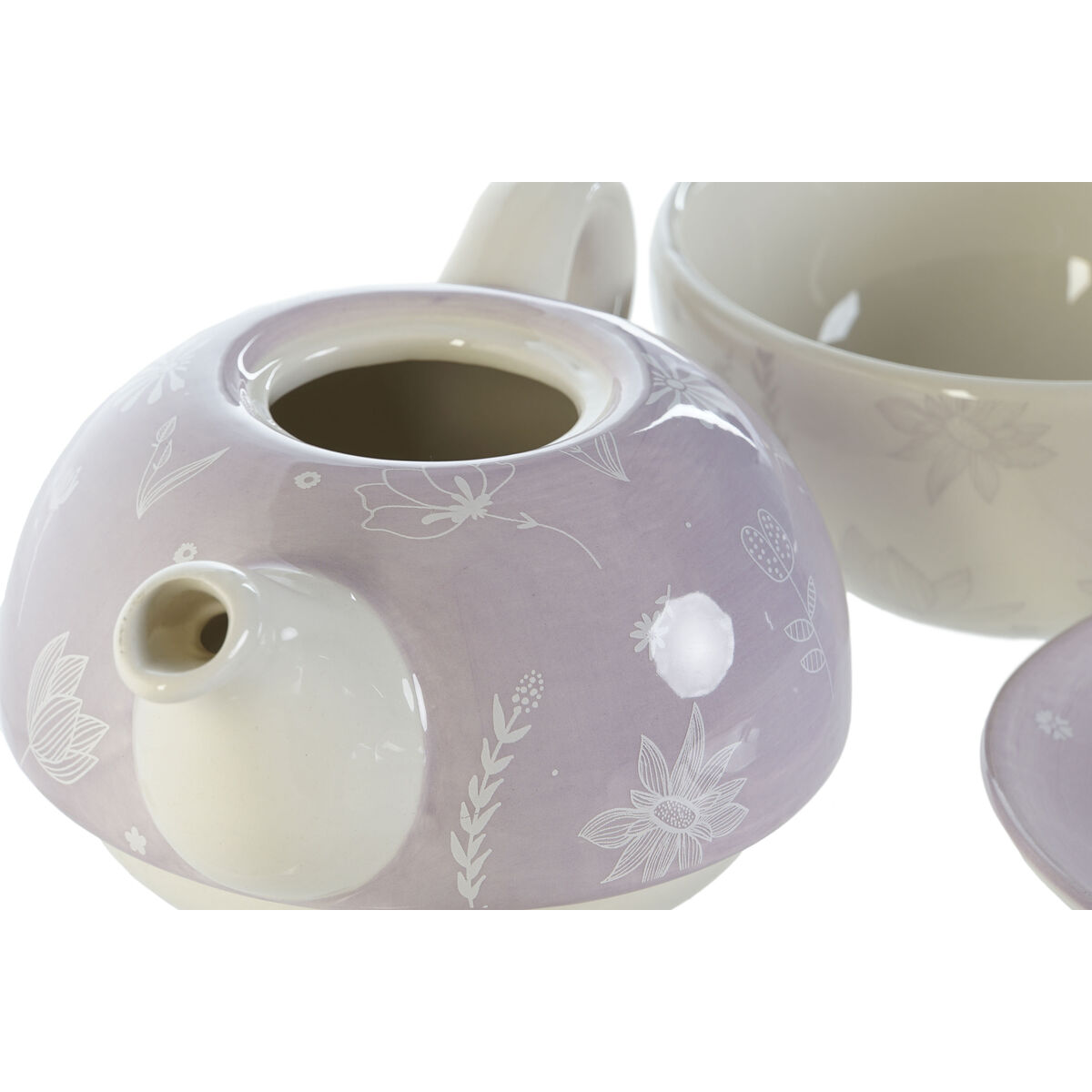 Tekanna DKD Home Decor Blå Vit Grön Lila Dolomite 750 ml (3 antal) - 2