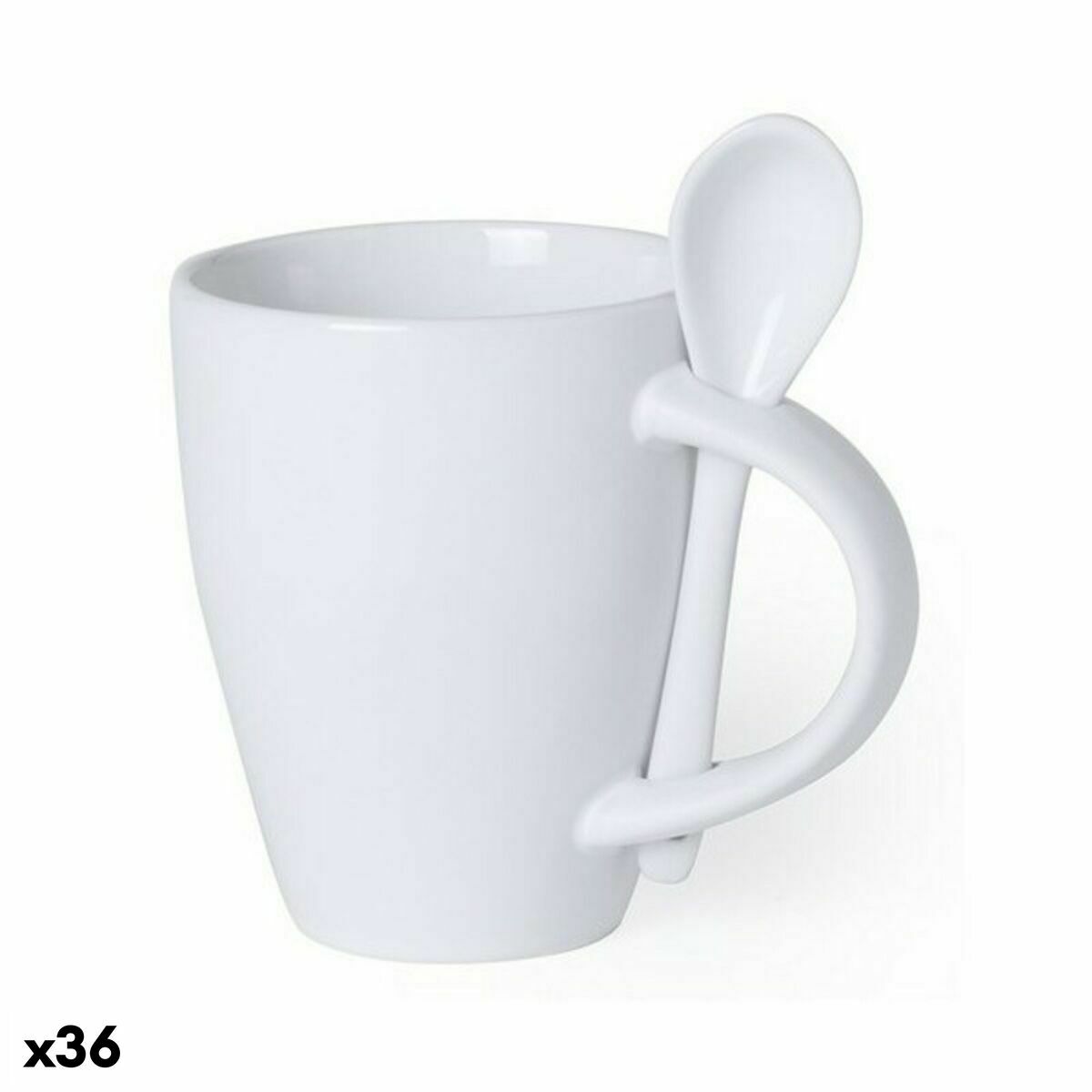 Mugg med Tesked Top Can Cap 145688 Vit (300 ml) (36 antal), Färg: Vit