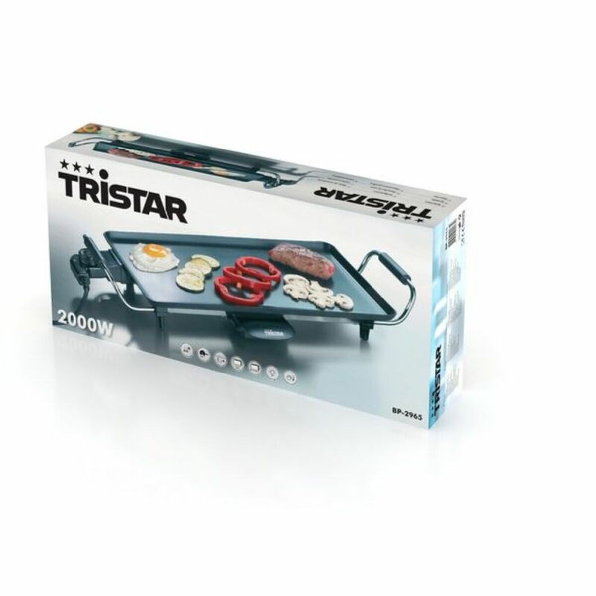 Slät grillplatta Tristar BP-2965 2000W Svart (Renoverade B) - 2